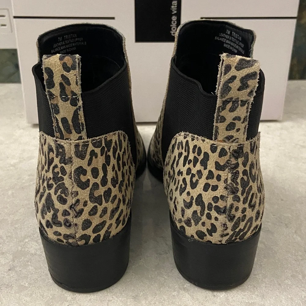 Sale! Dolce Vita Tan Leopard Suede Ankle Booties, size 7 - Picture 9 of 11